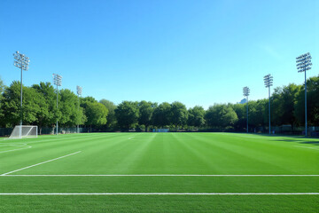 soccer field with a goal in the middle of it