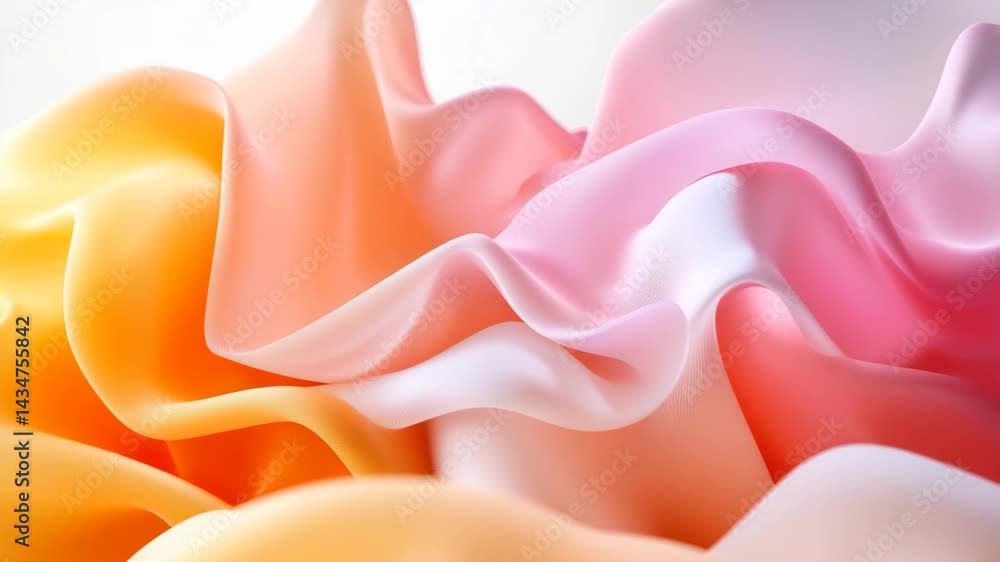 Poster colorful flowing fabric texture with soft gradient waves