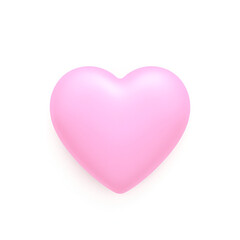 Smooth 3D Pink heart Vector isolated on white background, PNG