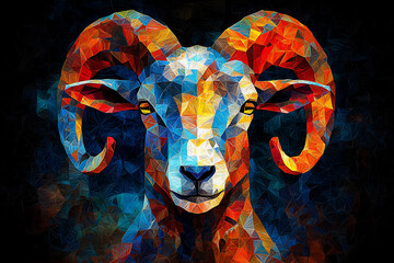 Naklejka premium name : geometric ram head art,