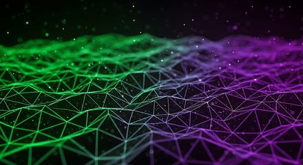 Abstract Polygon Mesh with Green and Purple Gradient Lighting