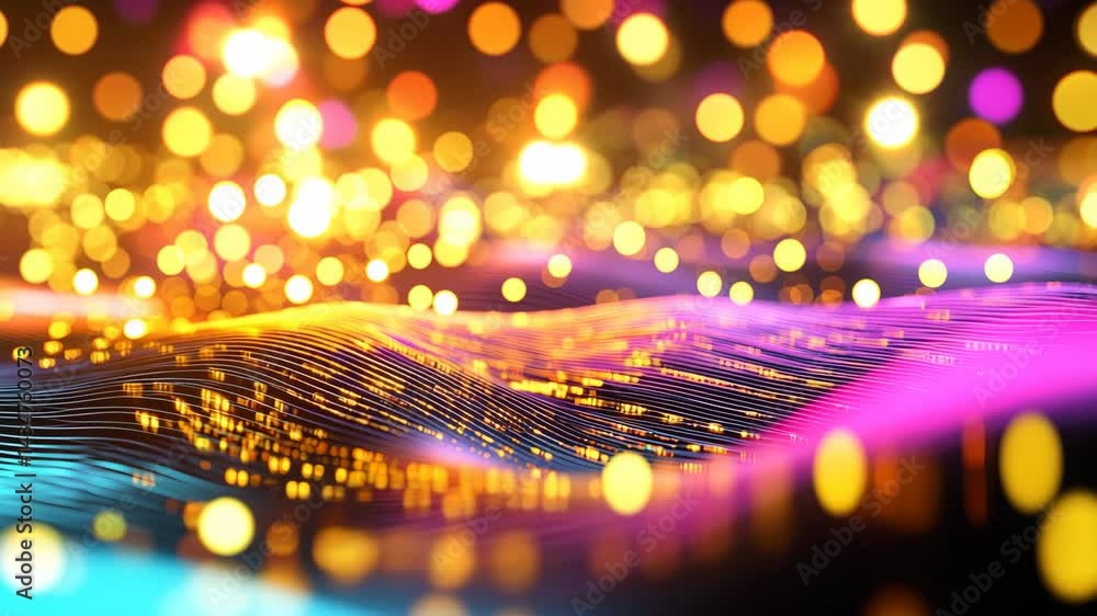 Aufkleber vibrant colorful wave patterns with bokeh light effects