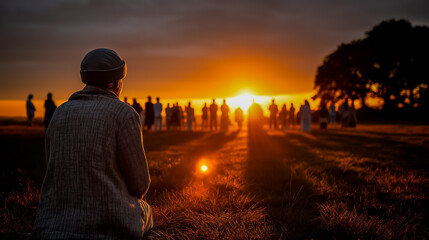Fototapeta premium Multifaith Prayer at Sunrise