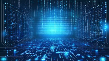 Digital circuitry pathway with cascading binary code.