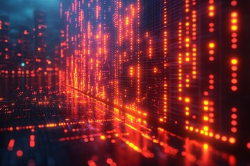 Fototapeta premium Glowing data patterns creating a futuristic and illuminated digital landscape