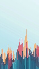 Obraz premium Abstract city skyline, pastel colors, minimalist style. Possible use Background image for presentations, website design