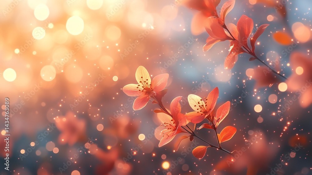 Poster nature-inspired bokeh background with soft focus floral elements - serene and calming