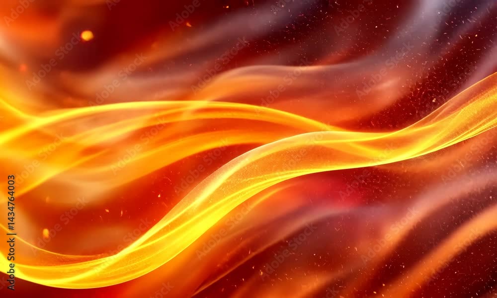 Poster dynamic abstract background featuring flowing fiery elements and shining particles