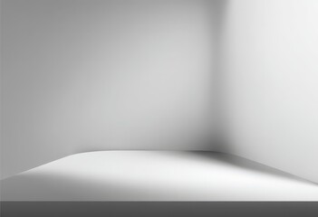 Empty White Room Corner With Subtle Lighting and Shadows