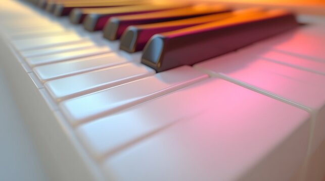 Close up view of a modern piano keyboard