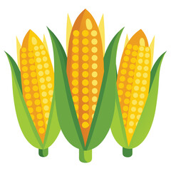 American grilled corn set  isolated on white background