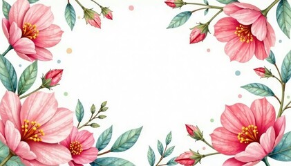 Obraz premium Delicate watercolor floral pattern, perfect for spring flyers , botanical, daisy, plant