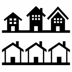 Fototapeta premium Houses icons set black vector on white background.