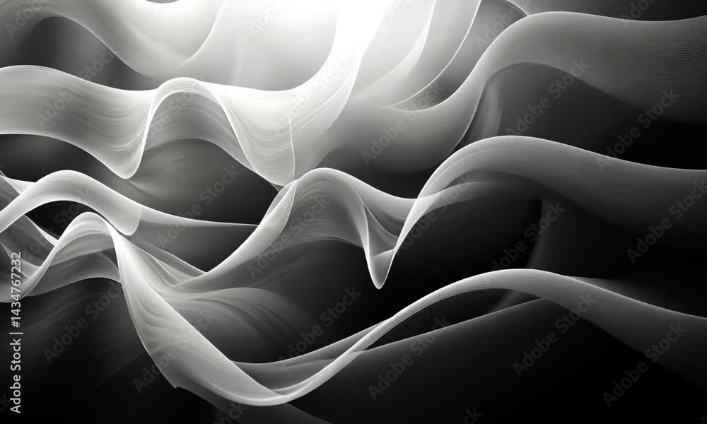 Poster elegant waves of light and shadow cascade across a dark canvas background