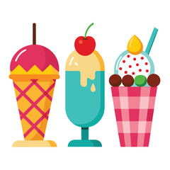 American ice cream set  isolated on white background