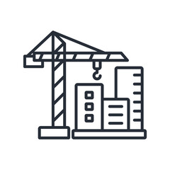 crane building icons isolated on White Background. Flat style design
