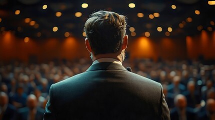 Fototapeta premium Speaker Facing Audience at Conference