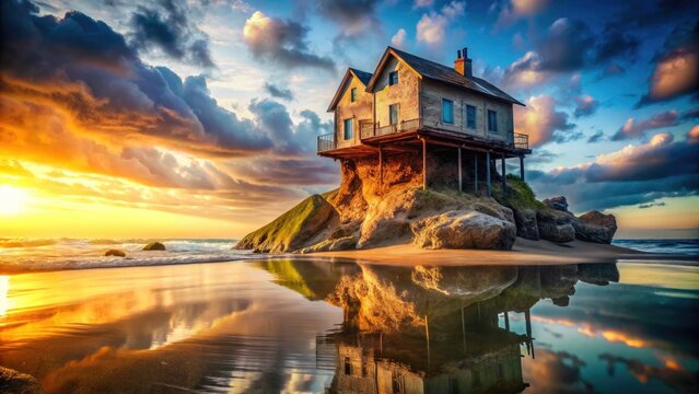 Double Exposure: House on Sand vs. Solid Foundation - Stability & Longevity