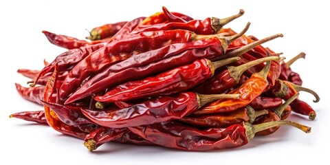 Dried Round Chillies, Unda Mulak, Macro Photography, Spicy Food, Indian Spice, Red Chilli, White Background, Studio Shot, Warm Lighting, Closeup