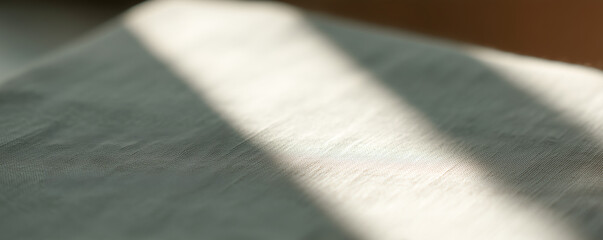 Sunlight creating shadows on soft grey fabric surface