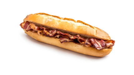 Bacon Butty Sandwich isolated on a white background