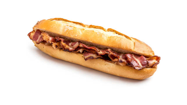 Bacon Butty Sandwich isolated on a white background