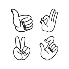Set of hand drawn hand gestures. Human hands clapping ovation. on doodle style, vector illustration