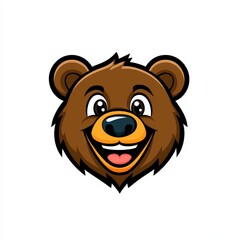 Obraz premium Cartoon bear head with expressive eyes and cheerful smile