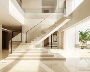 Fototapeta premium Modern interior staircase foyer design