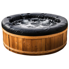 a wooden hot tub with a isolated on transparent background