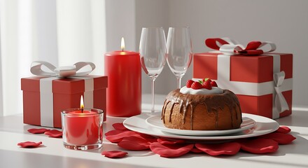 Romantic Candlelit Dinner with Chocolate Cake and Gifts