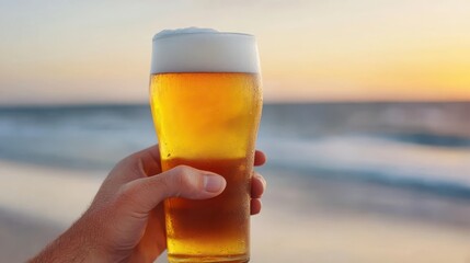 Person Holding a Glass of Beer in a Cozy Social Gathering Setting