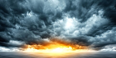 Obraz premium Dramatic skyline with menacing cloud formations and radiant light burst