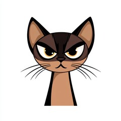 Fototapeta premium Illustration of a brown cat with black markings and yellow eyes