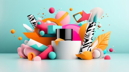 Vibrant Pile of Colorful Objects on a Bright Blue Background Creating Joy