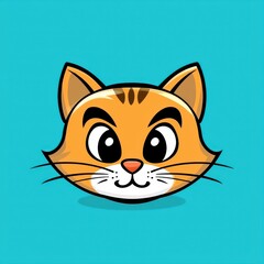 Cartoon illustration of a bright orange cat with large round eyes and arched eyebrows