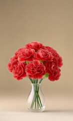 bouquet of red carnation with blank space