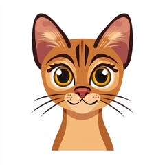 Whimsical illustration of a cartoon cat with orange-brown fur and yellow eyes