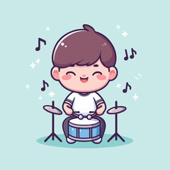 vector image of a child playing drums