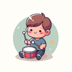 vector image of a child playing drums