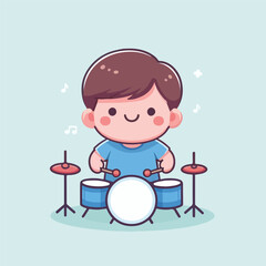 vector image of a child playing drums