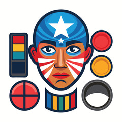 American face paint set  isolated on white background