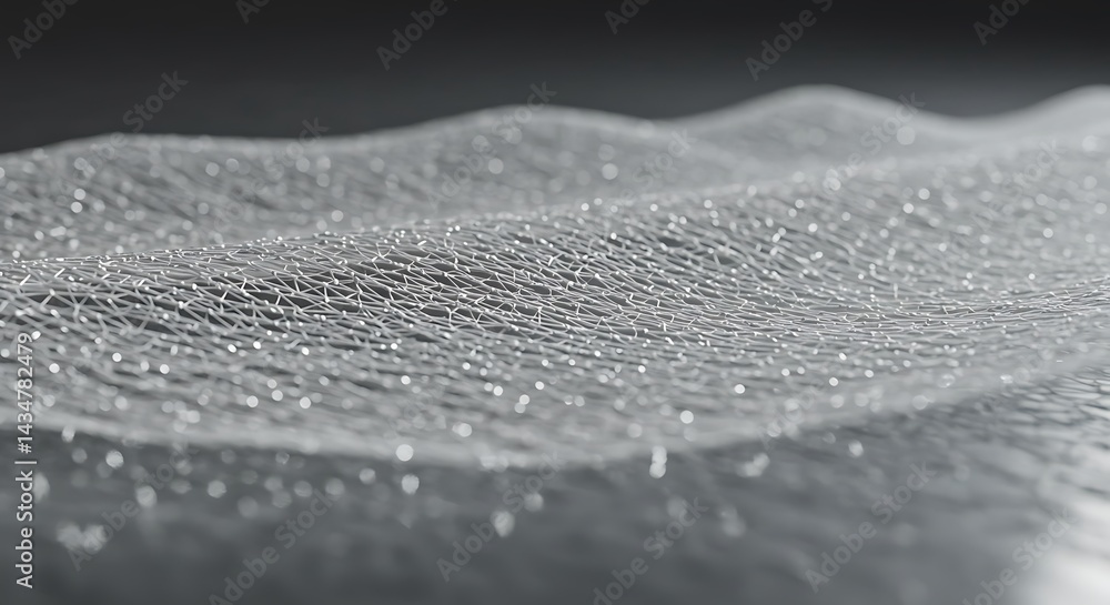 Poster abstract metallic mesh surface with subtle waves and sparkling highlights