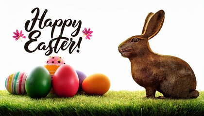 "Frohe Ostern Ferien Konzept Gru&szlig;karte Karte mit deutschem Typografie Text und Silhouette von Osterhase und Ostereiern, isoliert auf weissem Hintergrund"