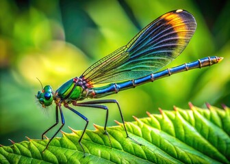 Euphaea Ochracea Damselfly Panoramic Wingspan, Stunning Insect Photography, Nature Macro, Wildlife Closeup