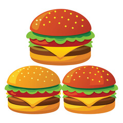American hamburgers set  isolated on white background