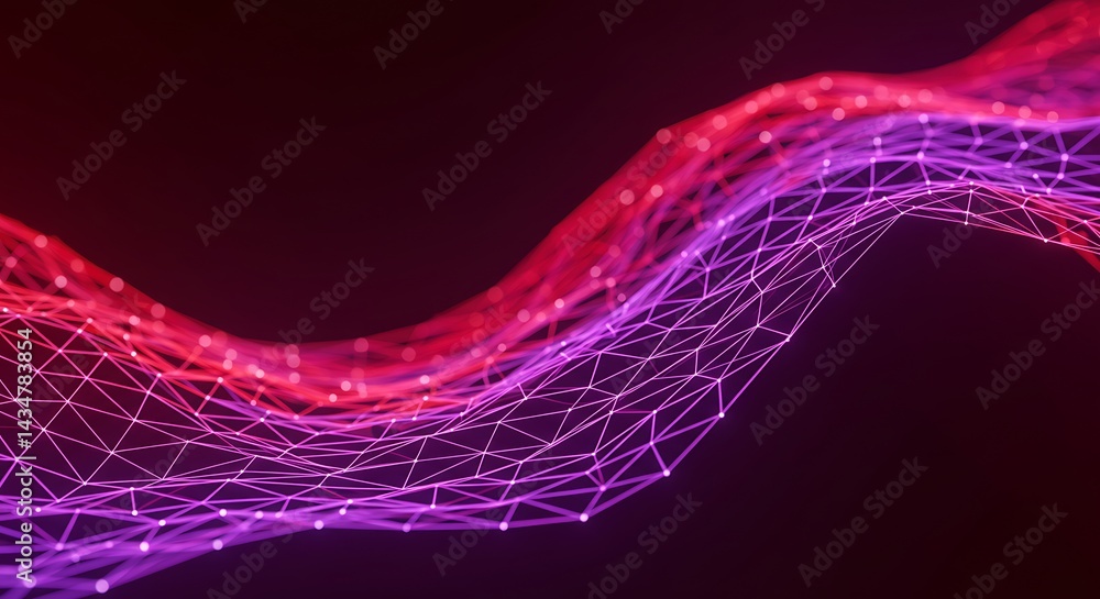 Poster abstract network structure with glowing nodes and vibrant color gradient