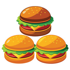 American hamburgers set  isolated on white background