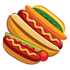 American hot dogs set  isolated on white background