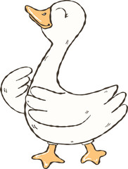 Funny Silly Goose Meme Shirt Design, Hand Drawn Retro Cartoon. 